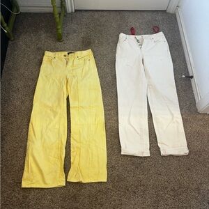 Stylish Yellow and White Women's Jeans size 25 great condition